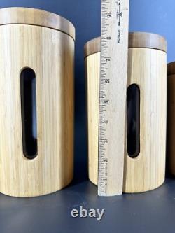 RARE MCM Vintage Canister SET OF 2 RETRO Kitchen OR Spa Bath BAMBOO Vessel Stora