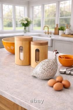 RARE MCM Vintage Canister SET OF 2 RETRO Kitchen OR Spa Bath BAMBOO Vessel Stora