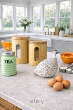 RARE MCM Vintage Canister SET OF 2 RETRO Kitchen OR Spa Bath BAMBOO Vessel Stora