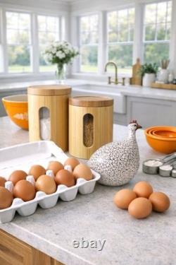 RARE MCM Vintage Canister SET OF 2 RETRO Kitchen OR Spa Bath BAMBOO Vessel Stora