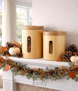 RARE MCM Vintage Canister SET OF 2 RETRO Kitchen OR Spa Bath BAMBOO Vessel Stora