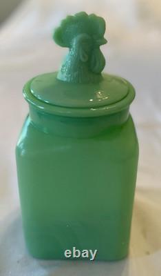 RARE Vintage Jadeite Rooster Coffee Canister 10.5