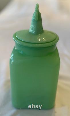 RARE Vintage Jadeite Rooster Coffee Canister 10.5