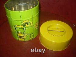 RETRO 1970's FUNKY KITCHEN TIN WITH LID 5.5'#INCH TALL