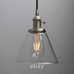 RETRO INDUSTRIAL CLUSTER of 3 GLASS LAMPSHADE LOFT BAR CEILING PENDANT LIGHT