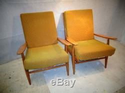 RETRO SCANDART PAIR OF 50s 60s EASY CHAIRS LOUNGE CHAIRS VINTAGE MID CENTURY