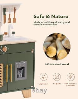 ROBOTIME Children's Play Kitchen Wooden, Toy Kitchen Retro Playset with Oven
