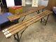 Rustic Vintage Retro 2x Army Pine Trestle Folding Benches Industrial Shabby Chic
