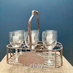 Rare French Vintage Maison de Campagne Rustic Metal Wine Glass/ Bottle Carrier