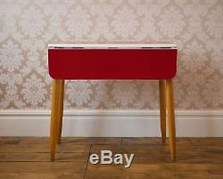 Rare Red & Cream Formica Drop Leaf Kitchen Dining Table 1950-60's Retro Vintage