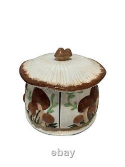 Rare Unique Vintage Mushroom Carousel Canister Handmade Approx 12x12 Ceramic