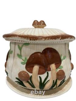 Rare Unique Vintage Mushroom Carousel Canister Handmade Approx 12x12 Ceramic