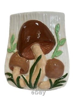 Rare Unique Vintage Mushroom Carousel Canister Handmade Approx 12x12 Ceramic