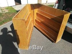 Rare old vintage library trolley book storage display cabinet open out wheels