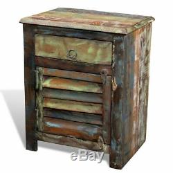 Reclaimed Home Furniture Vintage Wood Side Storage Cabinet Stand Multicolour