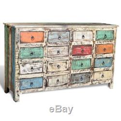 Reclaimed Home Furniture Vintage Wood Storage Cabinet 16 Drawers Multi White