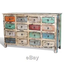 Reclaimed Home Furniture Vintage Wood Storage Cabinet 16 Drawers Multi White
