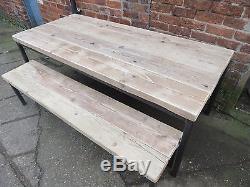 Reclaimed Industrial Chic 10-12 Seater Wood & Metal Dining Table. Bar, cafe, Pub