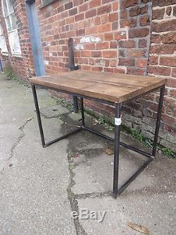 Reclaimed Industrial Chic Cube Wood & Metal Desk/ Dining Table. Bar, cafe, steel