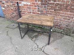 Reclaimed Industrial Chic Cube Wood & Metal Desk/ Dining Table. Bar, cafe, steel