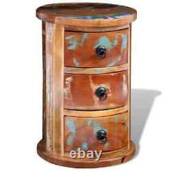 Reclaimed Solid Wood Round Cabinet with 3 Drawers Vintage Rustic Antique vidaXL