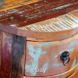 Reclaimed Solid Wood Round Cabinet with 3 Drawers Vintage Rustic Antique vidaXL