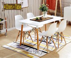 Rectangle Dining Table & 4/6 White Eiffel DSW Retro Design Wood Style Chairs