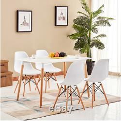 Rectangle Dining Table & 4/6 White Eiffel DSW Retro Design Wood Style Chairs
