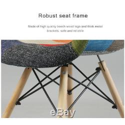 Rectangle Dining Table And 4 Armchairs Patchwork Fabric Chair Set Study MDF Tub