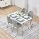 Rectangle Dining Table And 4x Linen Fabric Chairs Metal Wooden Legs Living Room