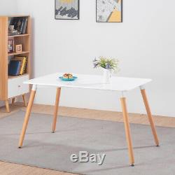 Rectangle Dining Table and 4x Linen Fabric Chairs Metal Wooden Legs Living Room