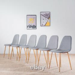 Rectangle Dining Table and 4x Linen Fabric Chairs Metal Wooden Legs Living Room