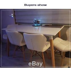 Rectangular Retro Dining Table and 4/6 Chairs Eiffel Wood Leg White Dining Room