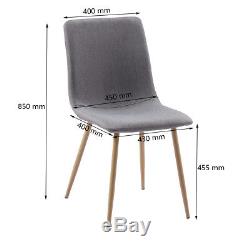 Rectangular White Dining Table 4/6 Chairs Set Retro Design Wood Metal Fabric New