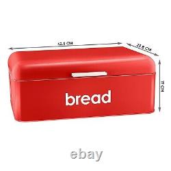 Red Color Retro Style Steel Powder Coated Bread Bin Kitchen Loaf FoodStorage Box