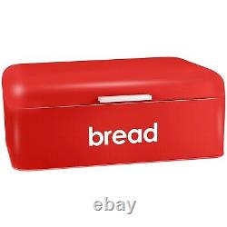 Red Color Retro Style Steel Powder Coated Bread Bin Kitchen Loaf FoodStorage Box