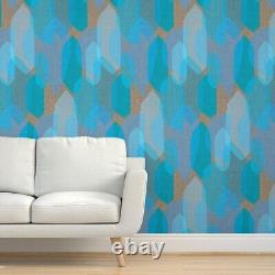 Removable Water-Activated Wallpaper Mid Century Colour Cool Blues Vintage Retro