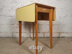 Remploy Vintage Mid Century Formica & Beech Retro Yellow Drop Leaf Folding Table