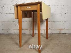 Remploy Vintage Mid Century Formica & Beech Retro Yellow Drop Leaf Folding Table