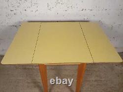 Remploy Vintage Mid Century Formica & Beech Retro Yellow Drop Leaf Folding Table