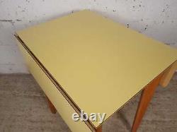 Remploy Vintage Mid Century Formica & Beech Retro Yellow Drop Leaf Folding Table