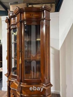 Reproduction Mahogany Continental Serpentine Fronted Display Cabinet
