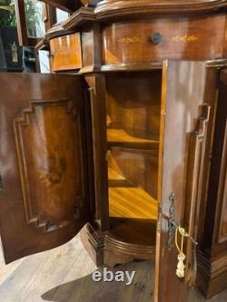 Reproduction Mahogany Continental Serpentine Fronted Display Cabinet