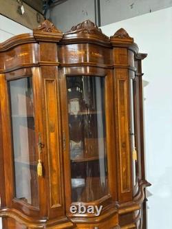 Reproduction Mahogany Continental Serpentine Fronted Display Cabinet
