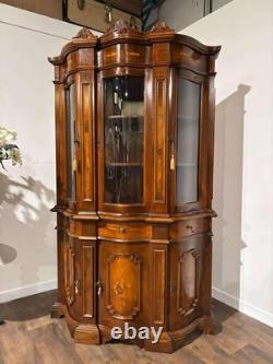 Reproduction Mahogany Continental Serpentine Fronted Display Cabinet