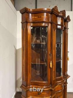 Reproduction Mahogany Continental Serpentine Fronted Display Cabinet