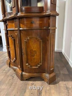 Reproduction Mahogany Continental Serpentine Fronted Display Cabinet