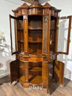 Reproduction Mahogany Continental Serpentine Fronted Display Cabinet