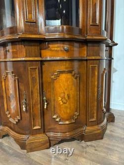 Reproduction Mahogany Continental Serpentine Fronted Display Cabinet