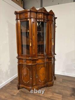 Reproduction Mahogany Continental Serpentine Fronted Display Cabinet
